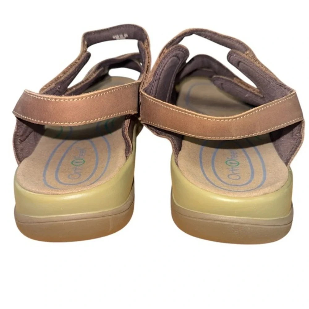 Orthofeet 932 Mens 12D WIDE Brown‎ Leather Adjustable Straps Comfort Sandals